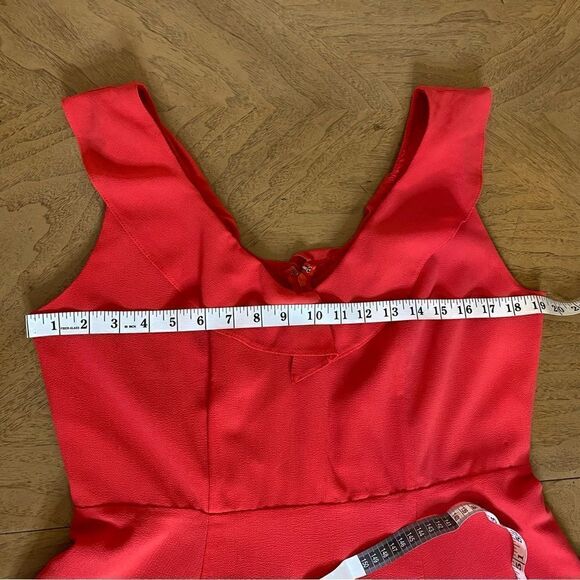 ASOS Red Ruffle Mini Fit & Flare Mini Dress Size 12 - Picture 7 of 10